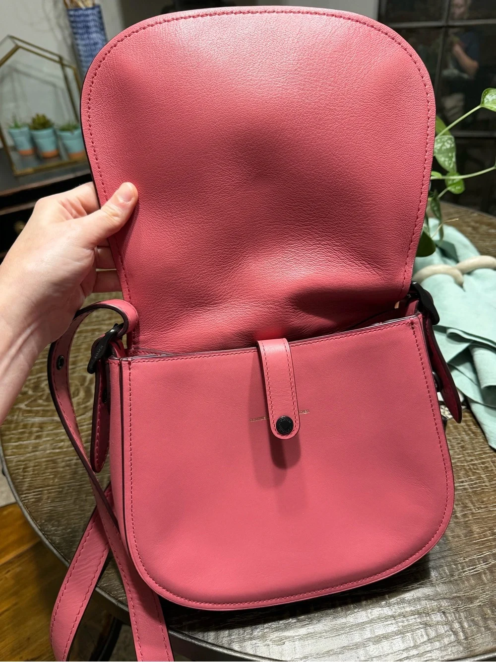 Coach Pink Leather Crossbody Saddle Bag